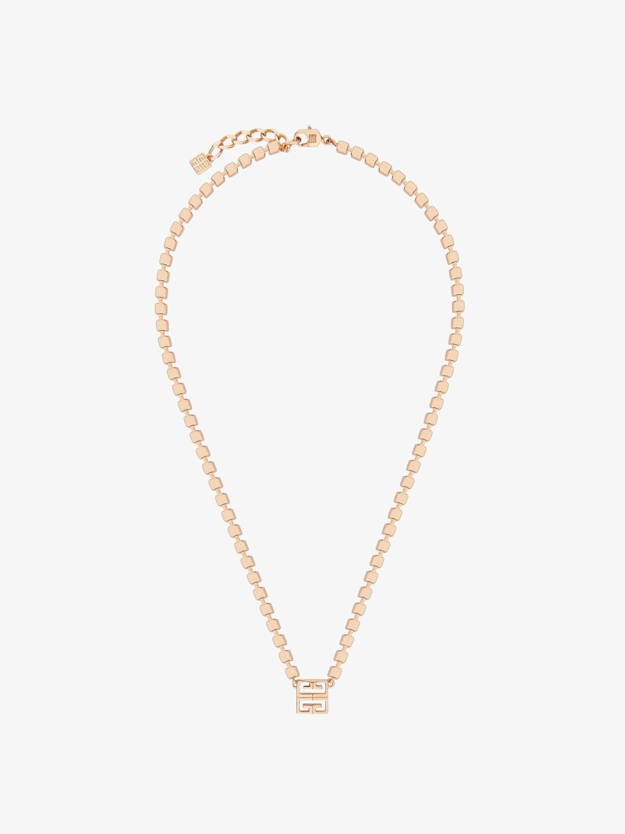 Women Givenchy Jewelry | 4G Necklace In Metal With Crystals Rose Gold