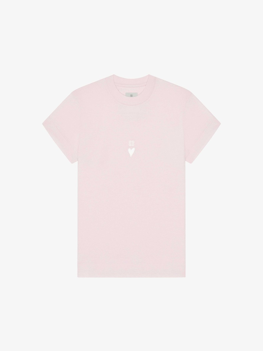 Women Givenchy T-Shirts | Givenchy 4G Slim Fit T-Shirt In Cotton Pink/White