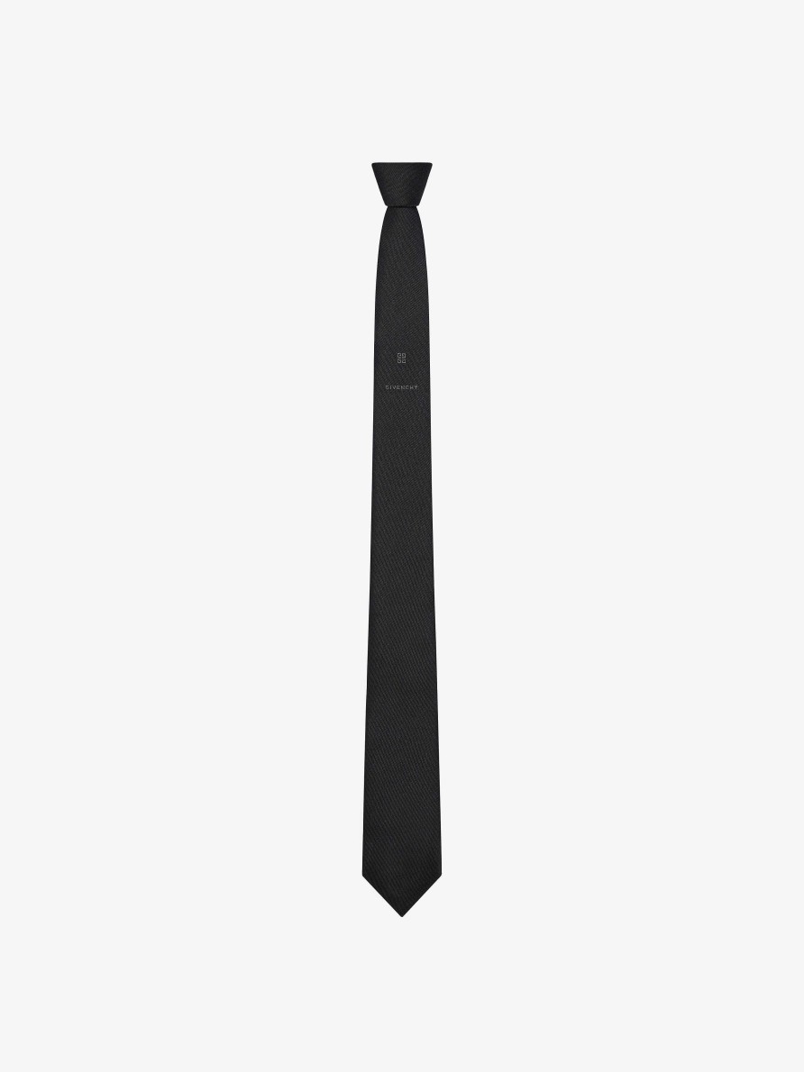 Men Givenchy Scarves & Ties | Givenchy 4G Tie In Silk Black