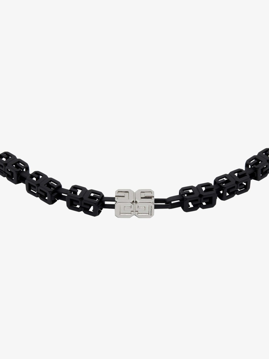 Men Givenchy Jewelry | G Cube Necklace In Enamelled Metal Black