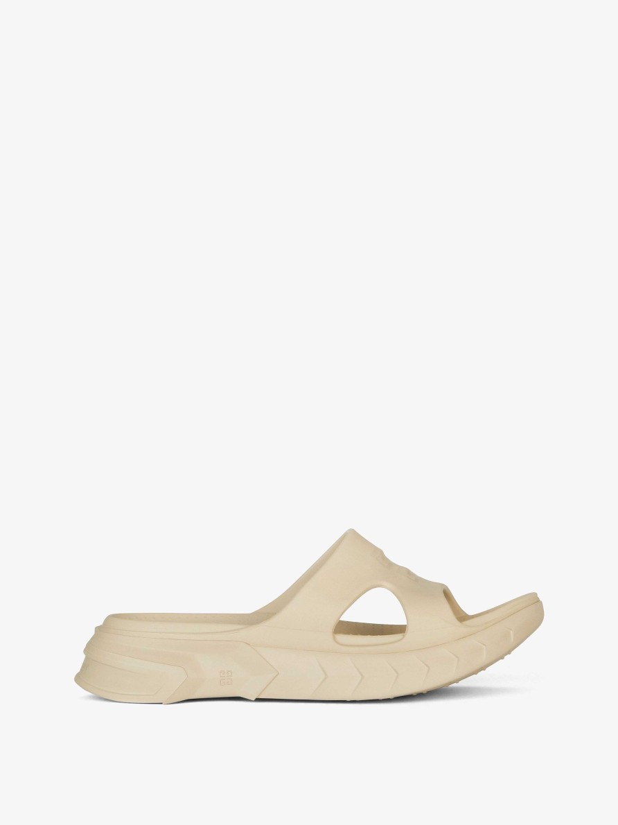 Men Givenchy Slides & Sandals | Marshmallow Flat Sandals In Rubber Beige