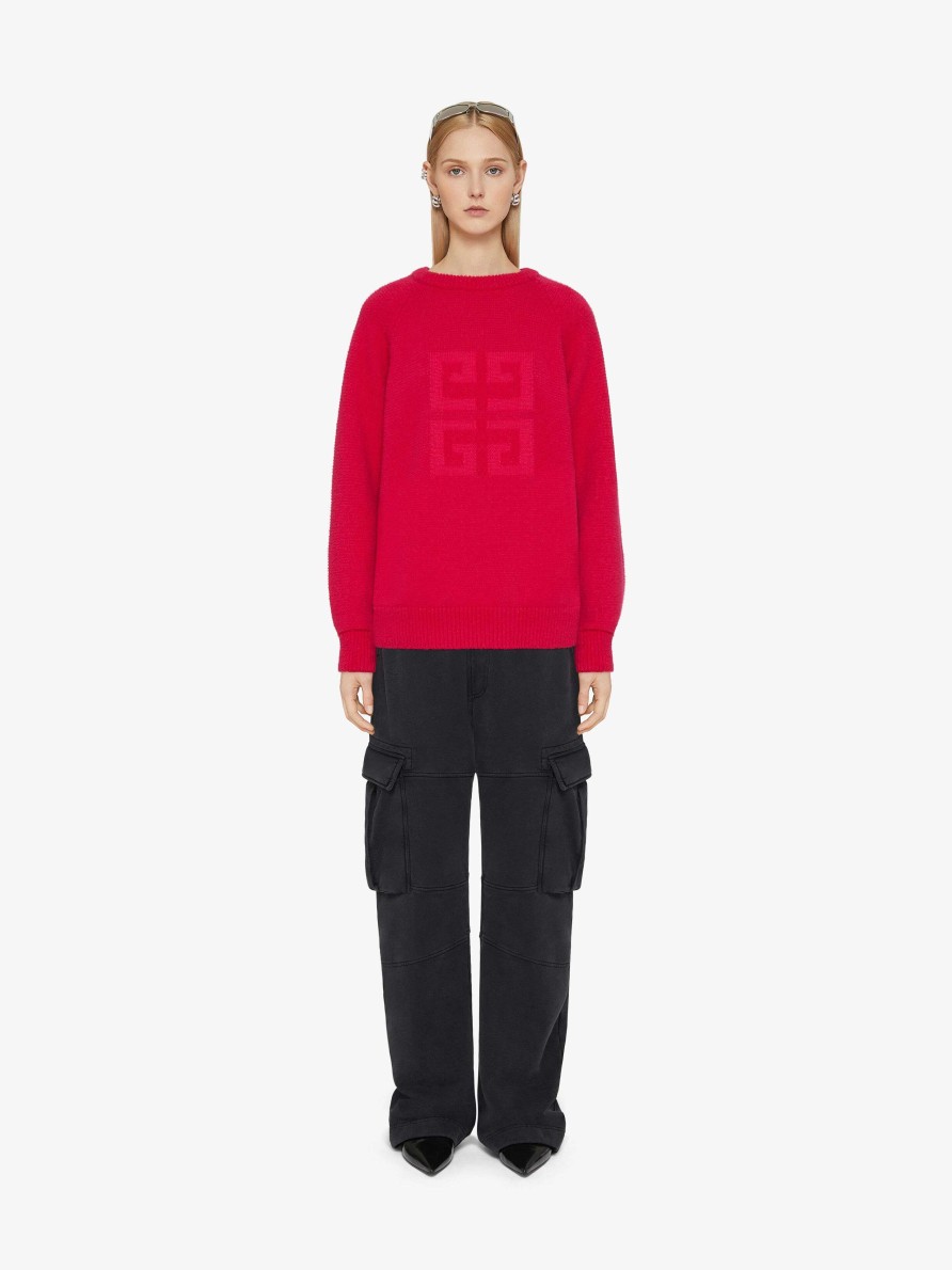 Women Givenchy Knitwear | 4G Sweater In Curly Cashmere And Silk Cyclamen