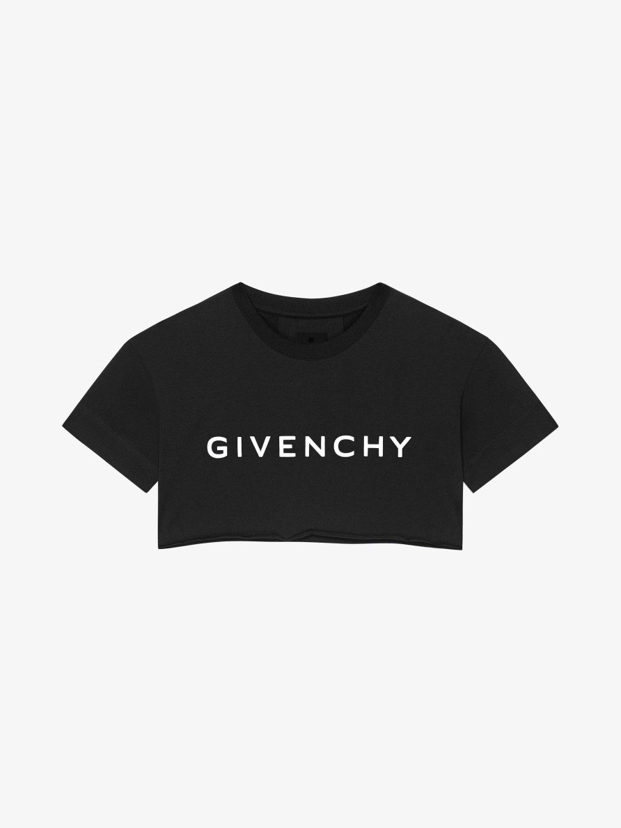 Women Givenchy T-Shirts | Givenchy Archetype Cropped T-Shirt In Cotton Black