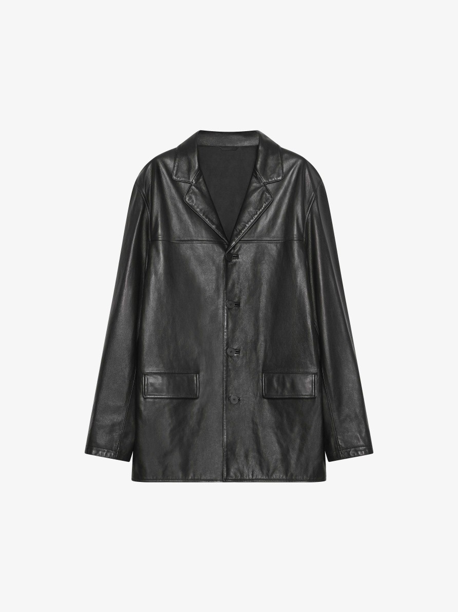 Men Givenchy Jackets & Coats | Jacket In Aged Leather Black