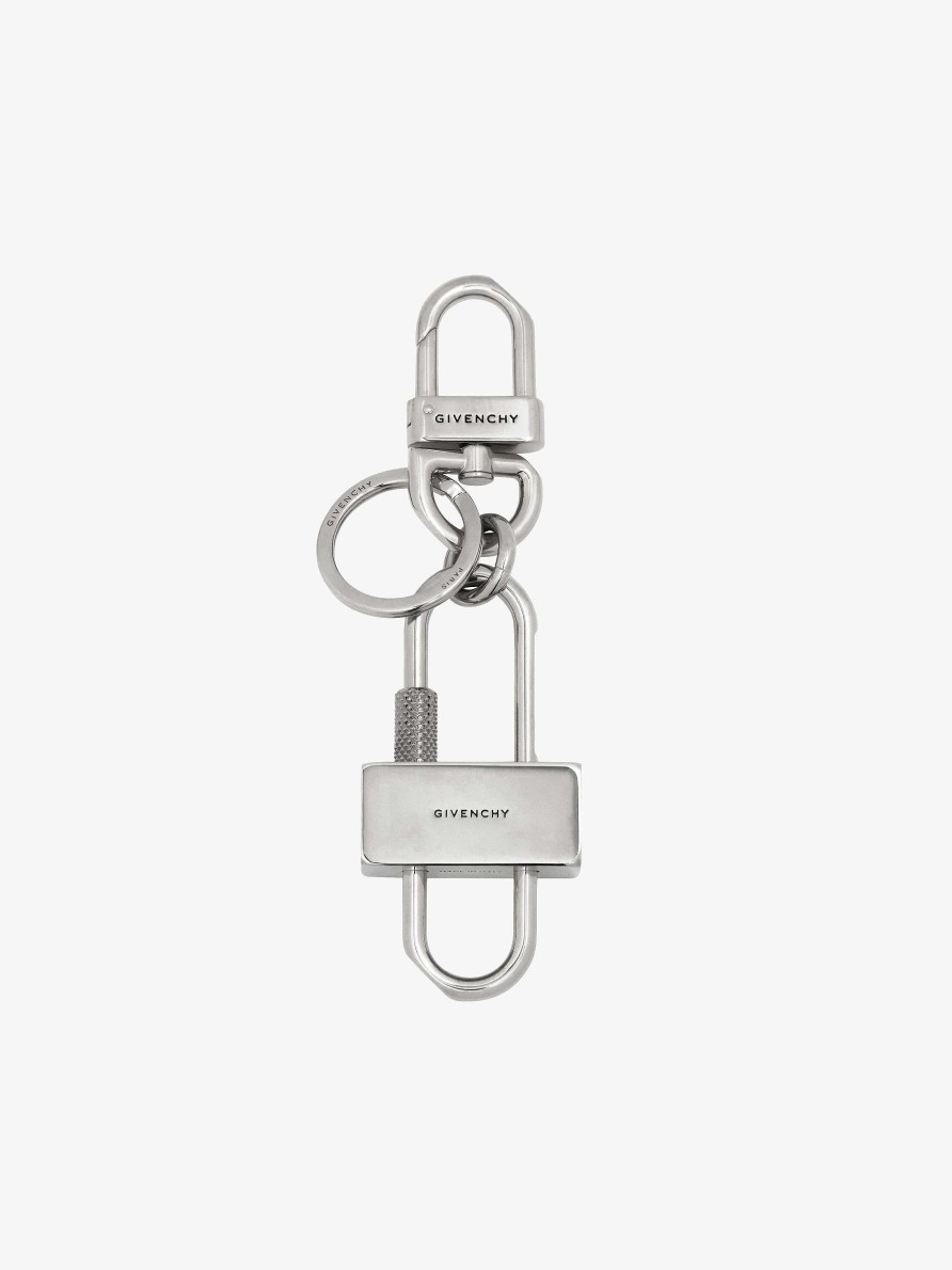 Men Givenchy Other Accessories | Givenchy Padlock Keyring In Metal Silvery