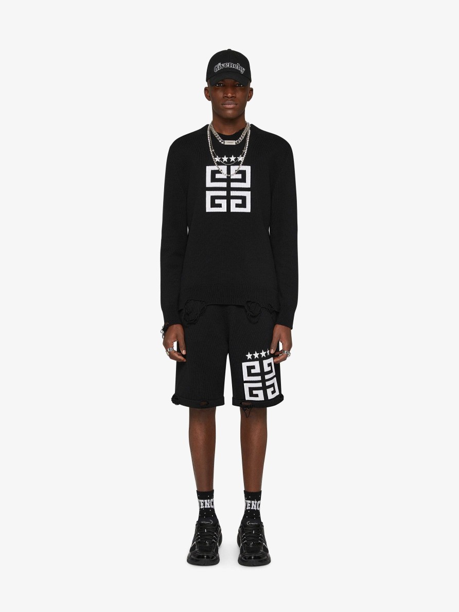 Men Givenchy Knitwear | 4G Stars Sweater In Jersey Black/White