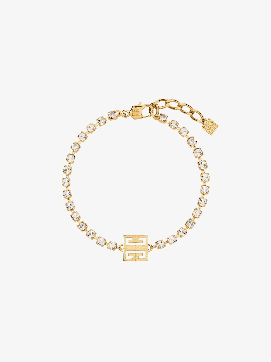 Women Givenchy Jewelry | 4G Bracelet In Metal With Crystals Golden Yellow