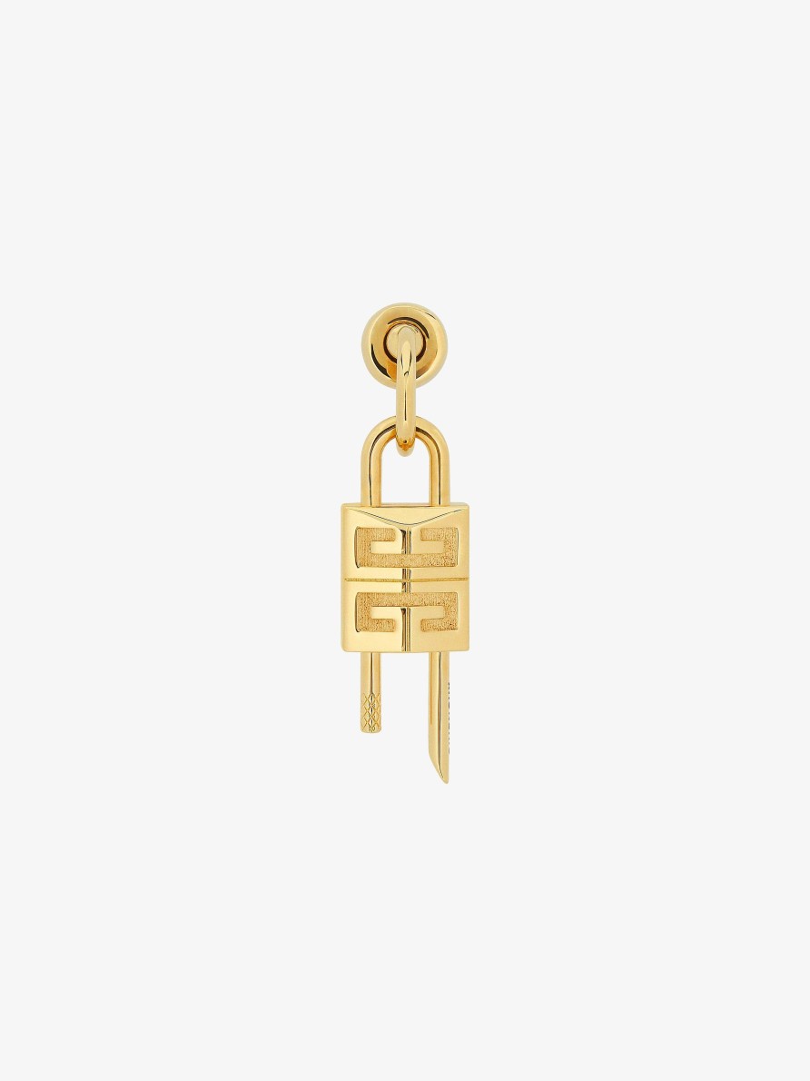 Men Givenchy Jewelry | Lock Earring In Metal Golden Yellow