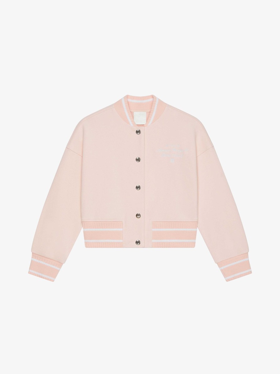 Women Givenchy Girl (4 To 12 Years) | Varsity Jacket In Fleece Candy Pink