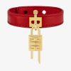 Women Givenchy Jewelry | Mini Lock Bracelet In Metal And Leather Golden/Red