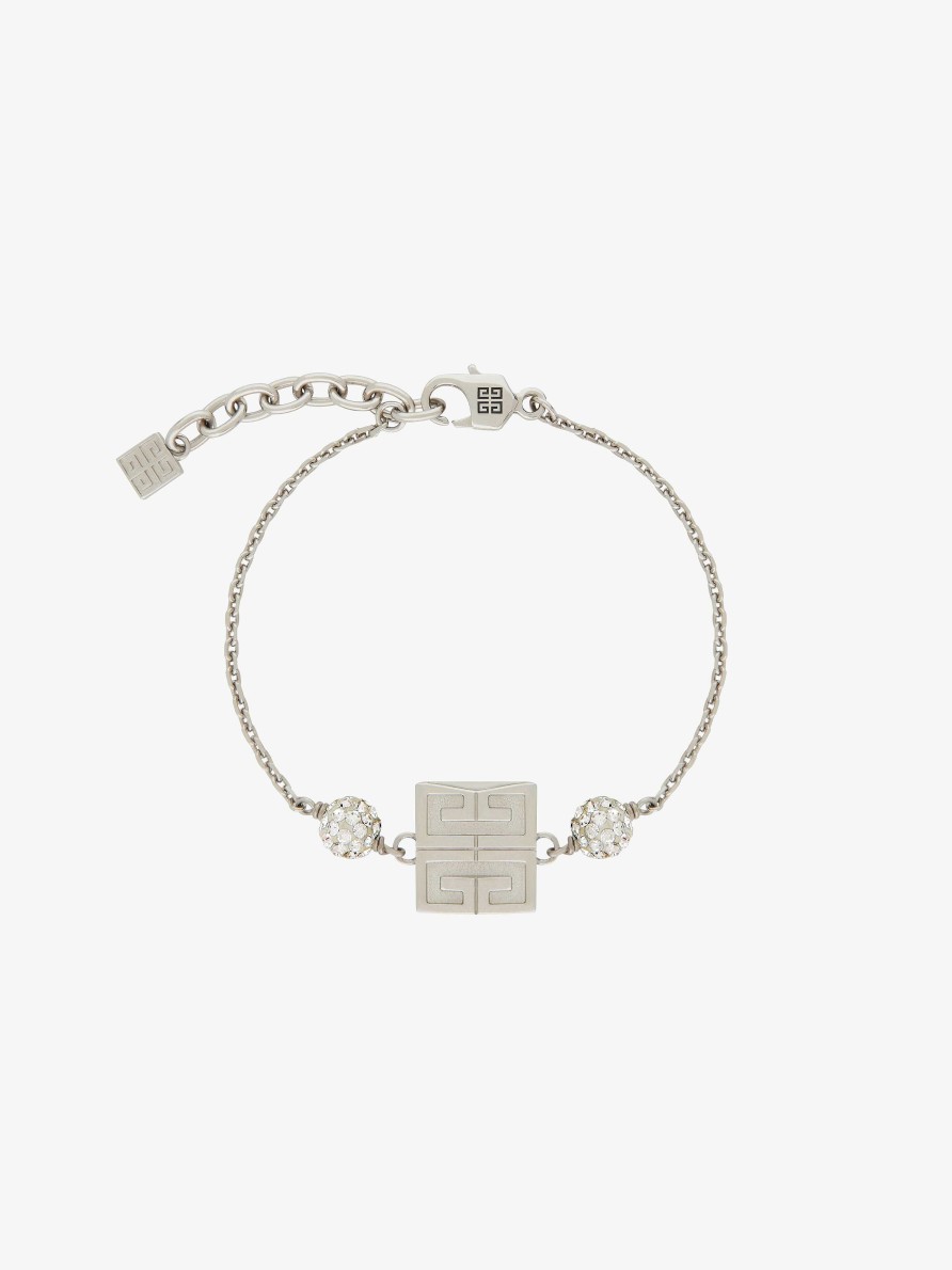 Women Givenchy Jewelry | 4G Bracelet In Metal With Crystals Silvery