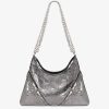 Women Givenchy Voyou | Medium Voyou Chain Bag In Laminated Leather Silvery Grey