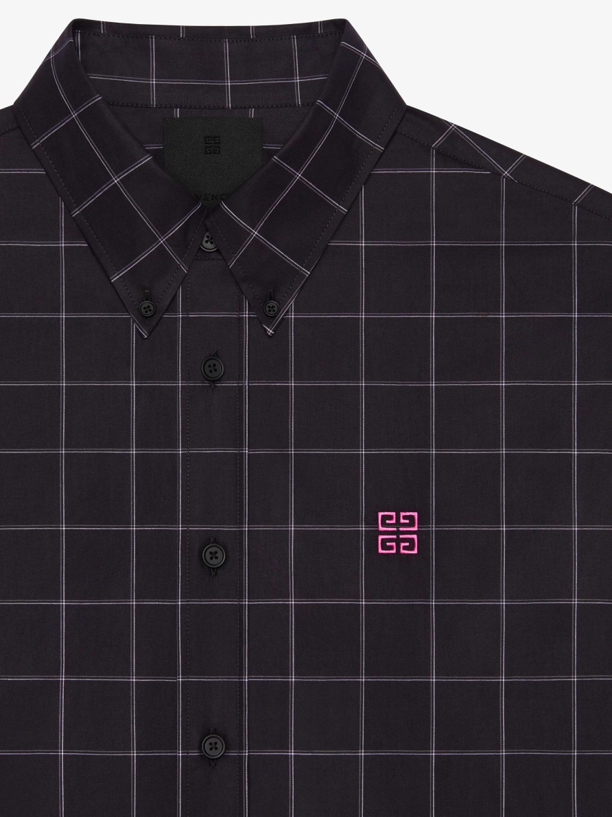 Men Givenchy Shirts | Checked Shirt In Cotton Black