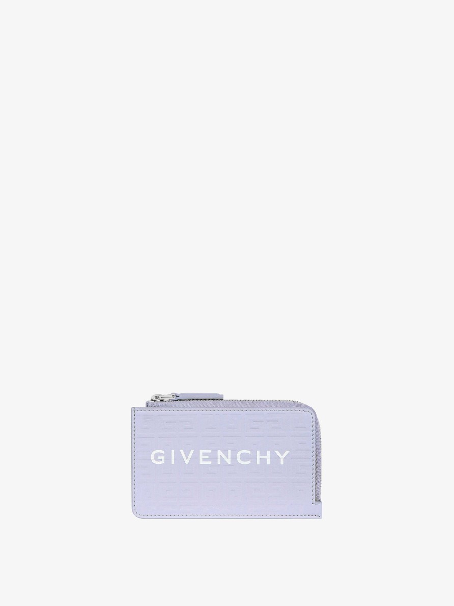 Women Givenchy Small Leather Goods | G-Cut Zipped Cardholder In 4G Leather Lavender