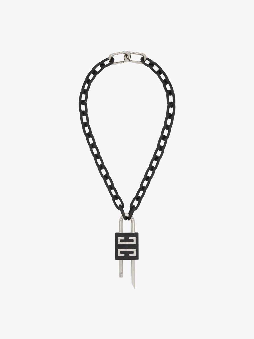 Men Givenchy Jewelry | Medium Lock Necklace In Metal Black