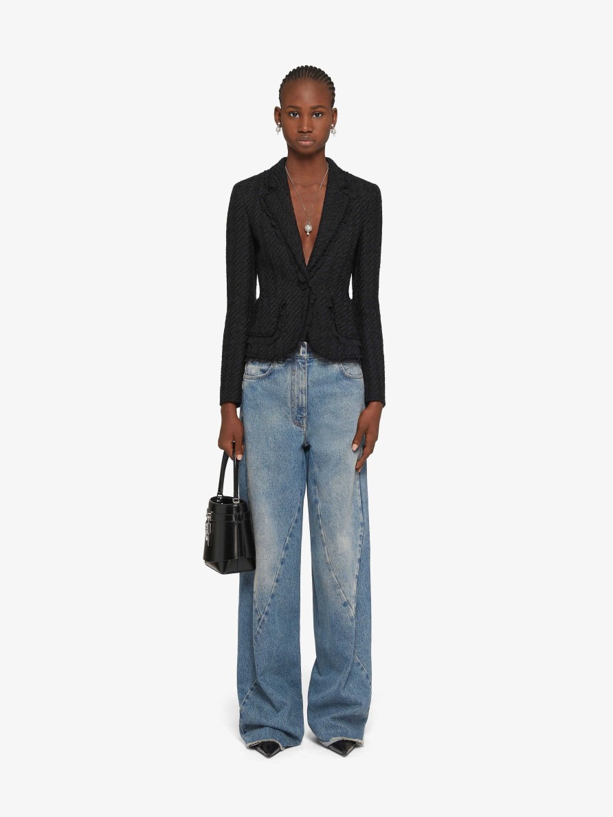 Women Givenchy Pants | Oversized Jeans In Denim With Stitching Details Medium Blue