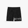 Men Givenchy Shorts | Givenchy 4G Long Swim Shorts Black/White