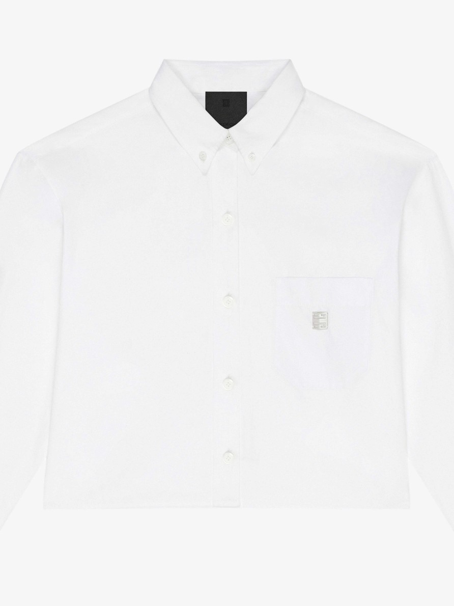 Women Givenchy Tops & Shirts | Cropped Shirt In Poplin White