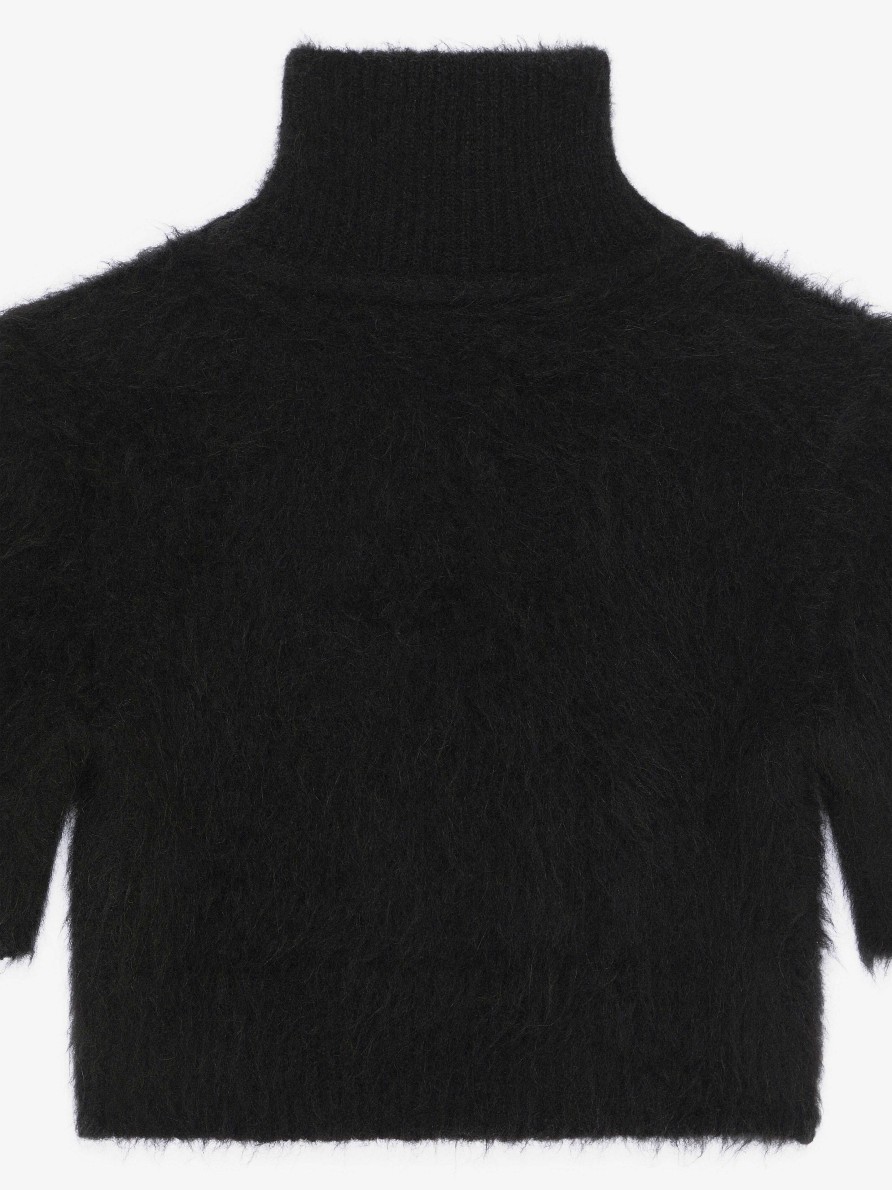 Women Givenchy Knitwear | Cropped Sweater In Alpaca Wool Black