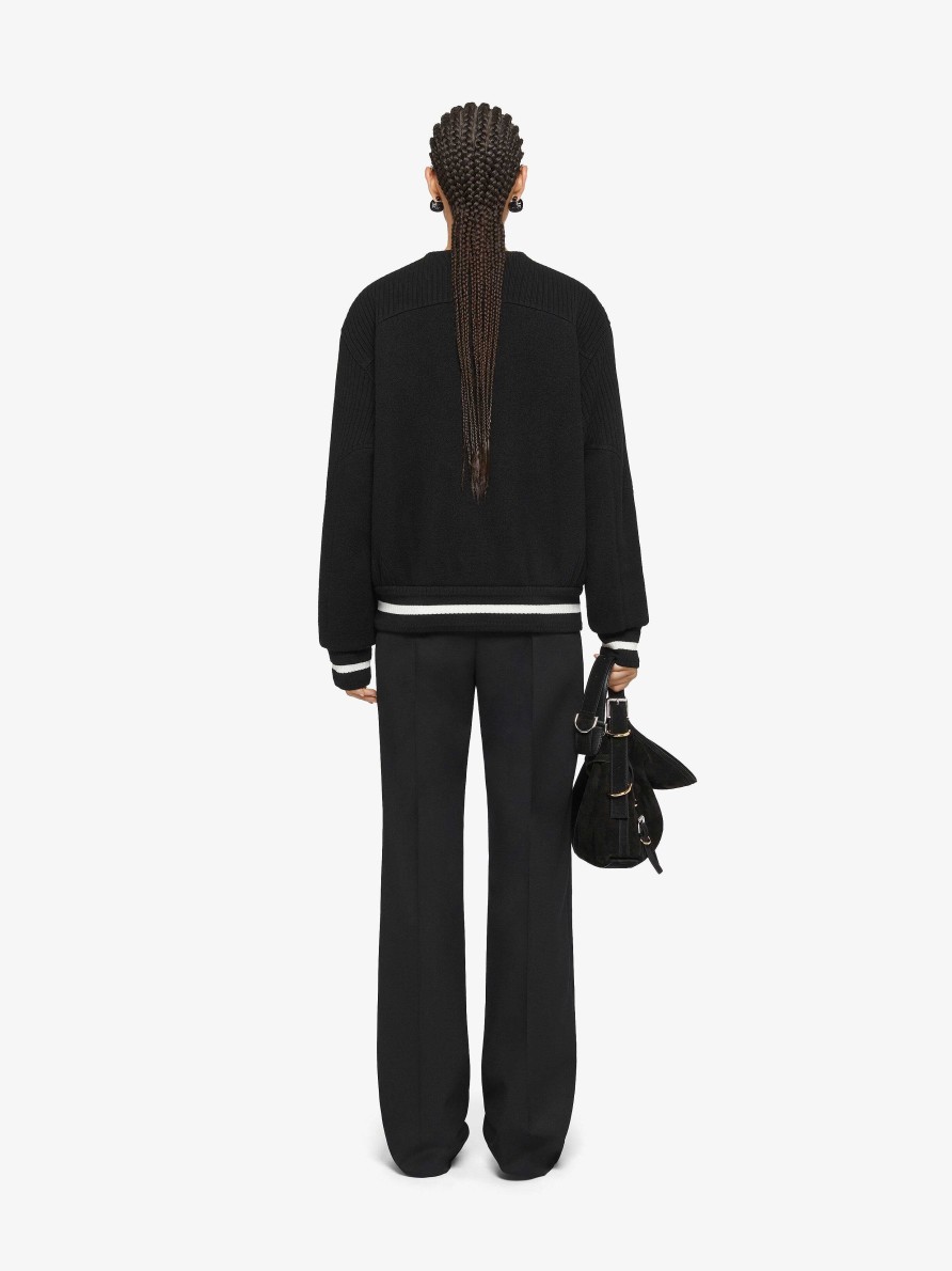 Women Givenchy Outerwear & Blousons | Givenchy College Varsity Jacket In Wool Black