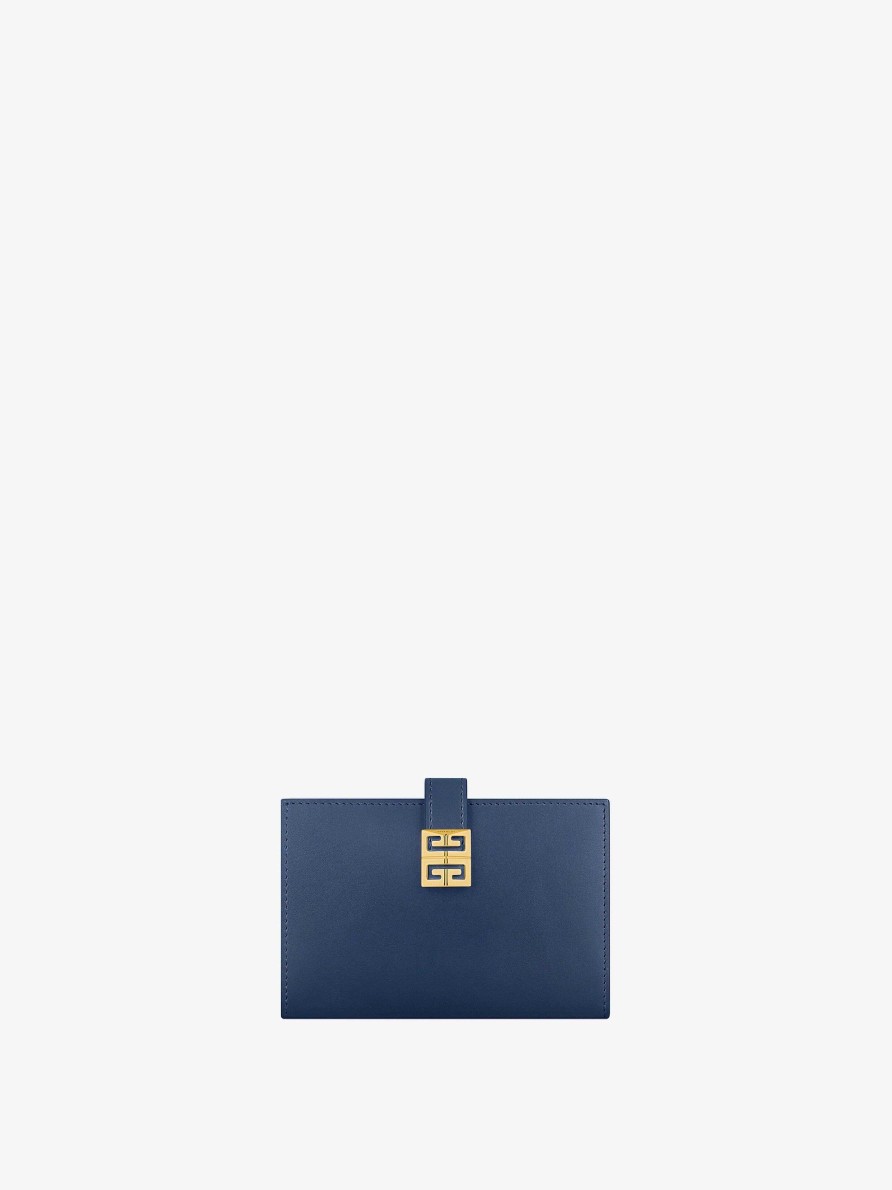 Women Givenchy Small Leather Goods | 4G Wallet In Box Leather Navy