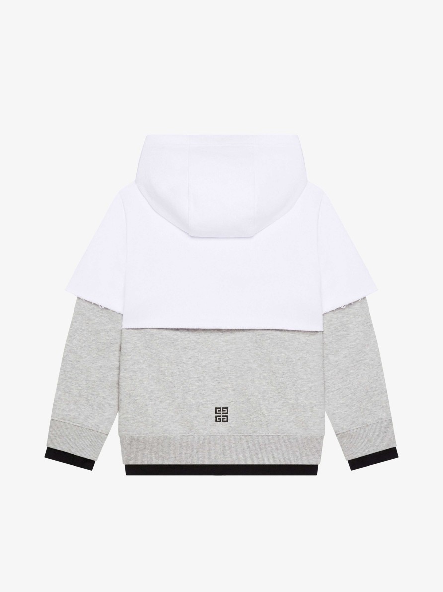 Men Givenchy Boy (4 To 12 Years) | Givenchy Sewn & Layer Hoodie In Fleece Grey/White