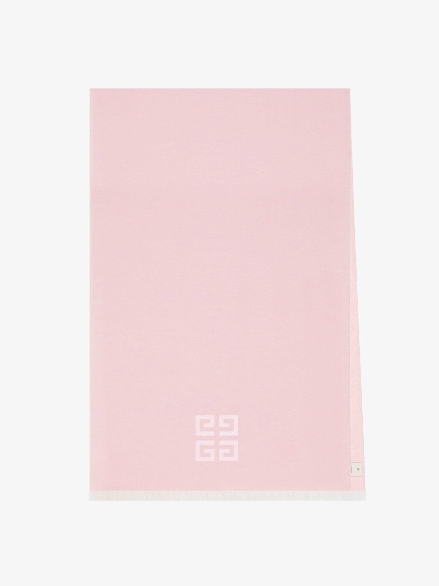 Women Givenchy Scarves | Givenchy 4G Scarf In Wool And Cashmere Blush Pink