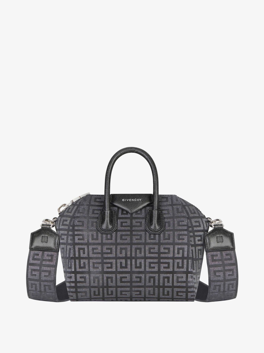 Women Givenchy Antigona | Mini Antigona Bag In 4G Lurex Embroidery Dark Grey