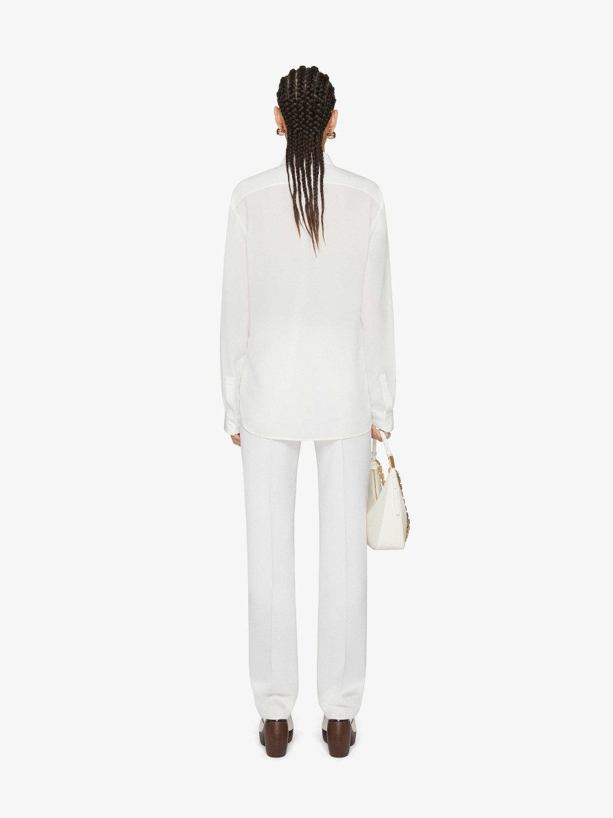 Women Givenchy Tops & Shirts | Shirt In Silk With Metal And Strass 4G Details Off White