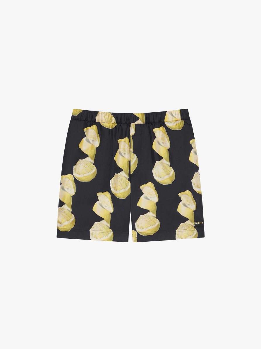 Men Givenchy Shorts | Long Printed Swim Shorts Black/Yellow