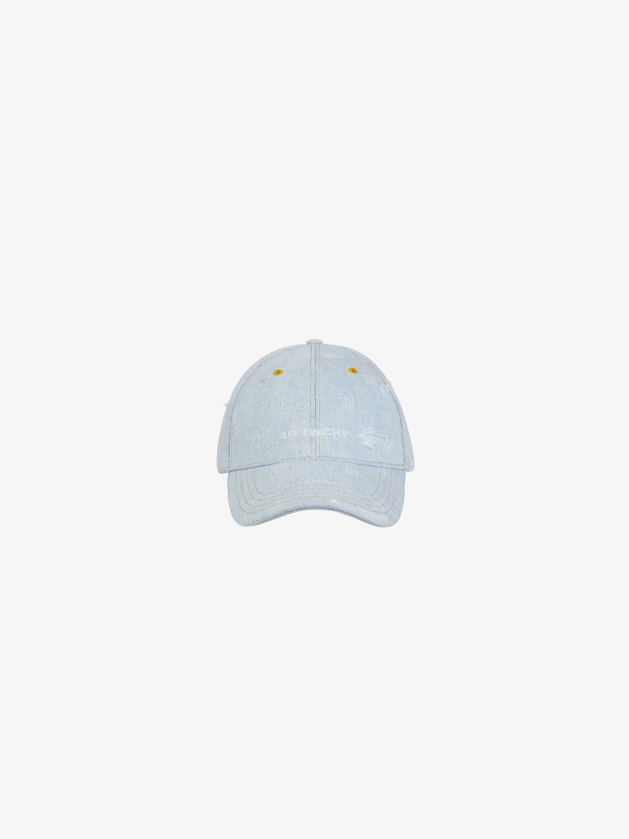 Women Givenchy Other Accessories | Givenchy Cap In 4G Washed Denim Cloud Blue