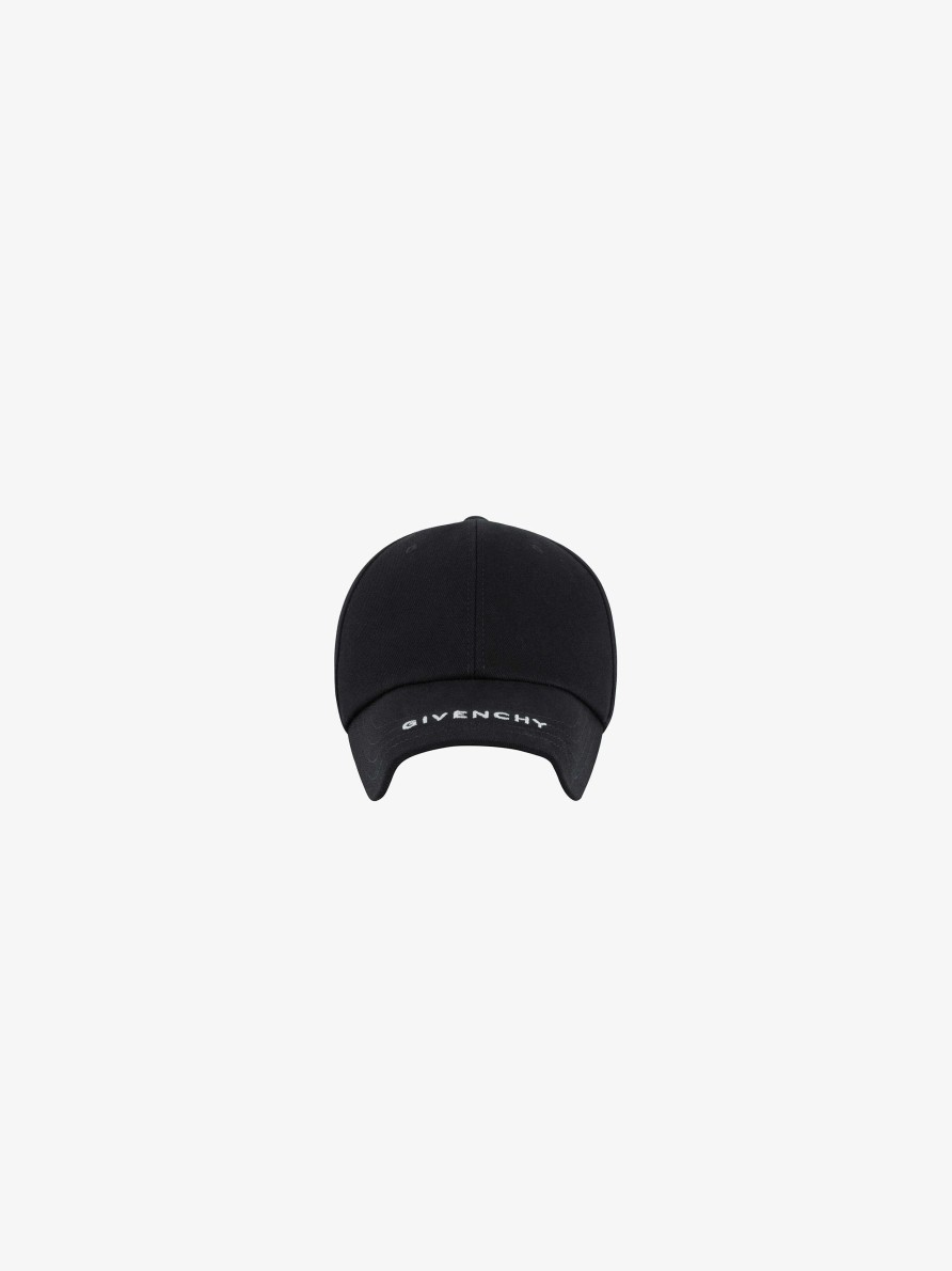 Men Givenchy Beanies & Caps | Givenchy Embroidered Cap In Twill Black