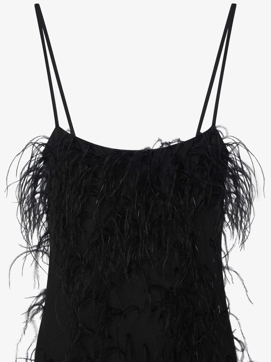 Women Givenchy Dresses | Evening Straps Dress With Feathers And Lurex Black