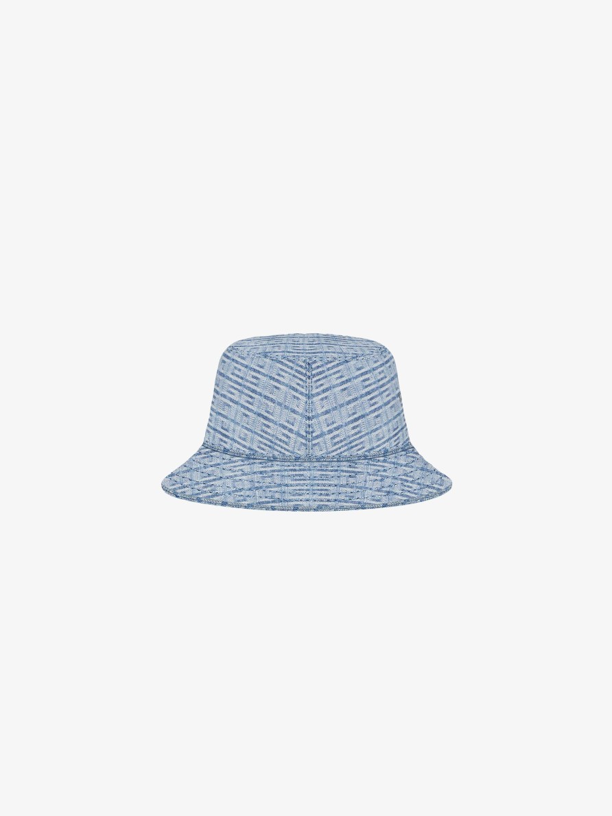 Men Givenchy Beanies & Caps | Givenchy Bucket Hat In 4G Denim Light Blue