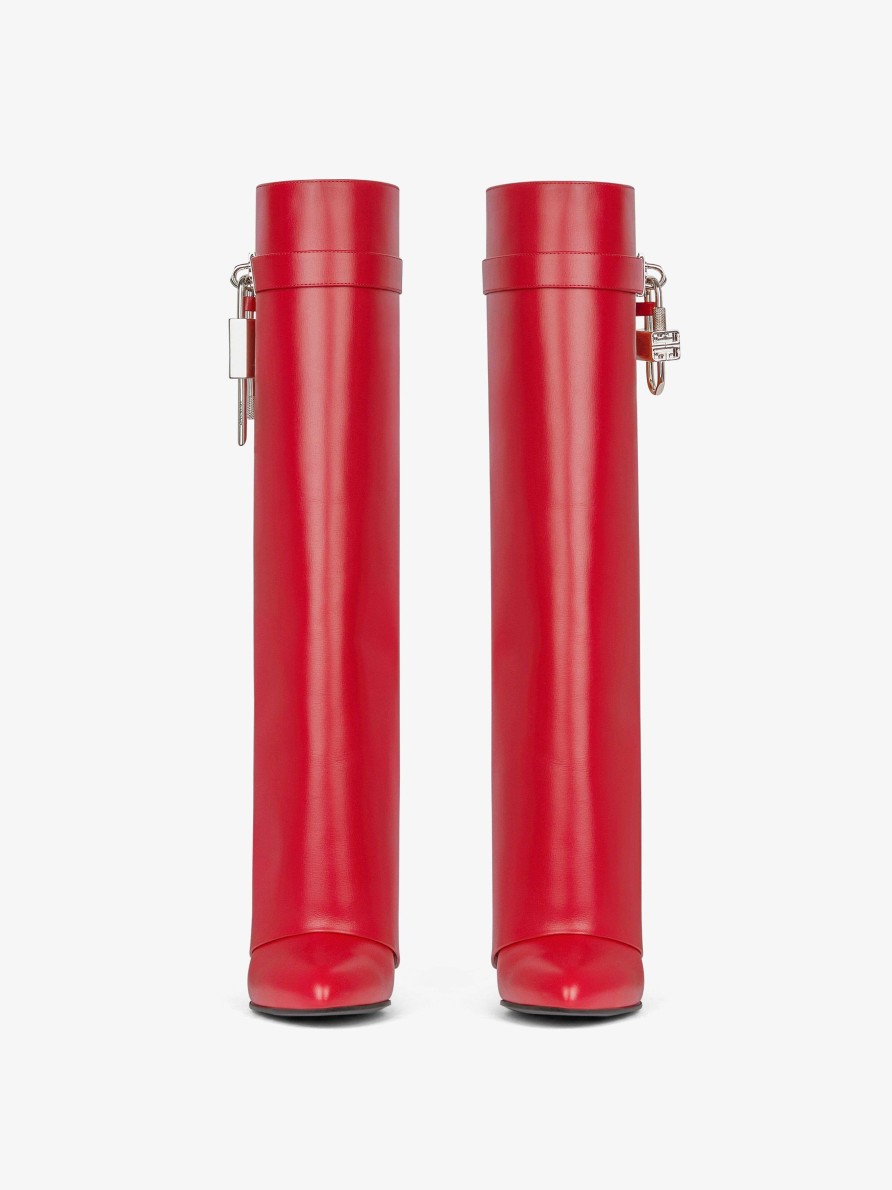 Women Givenchy Boots & Booties | Shark Lock Boots In Leather Red