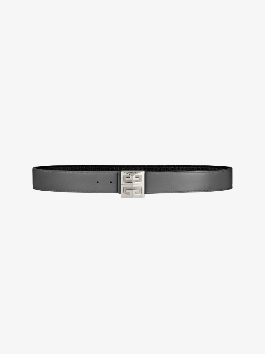 Men Givenchy Belts | 4G Reversible Belt In Leather And 4G Coated Canvas Quartz Grey