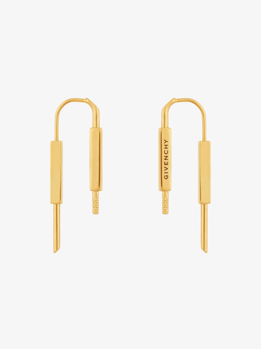 Women Givenchy Jewelry | U Lock Earrings In Metal Golden Yellow