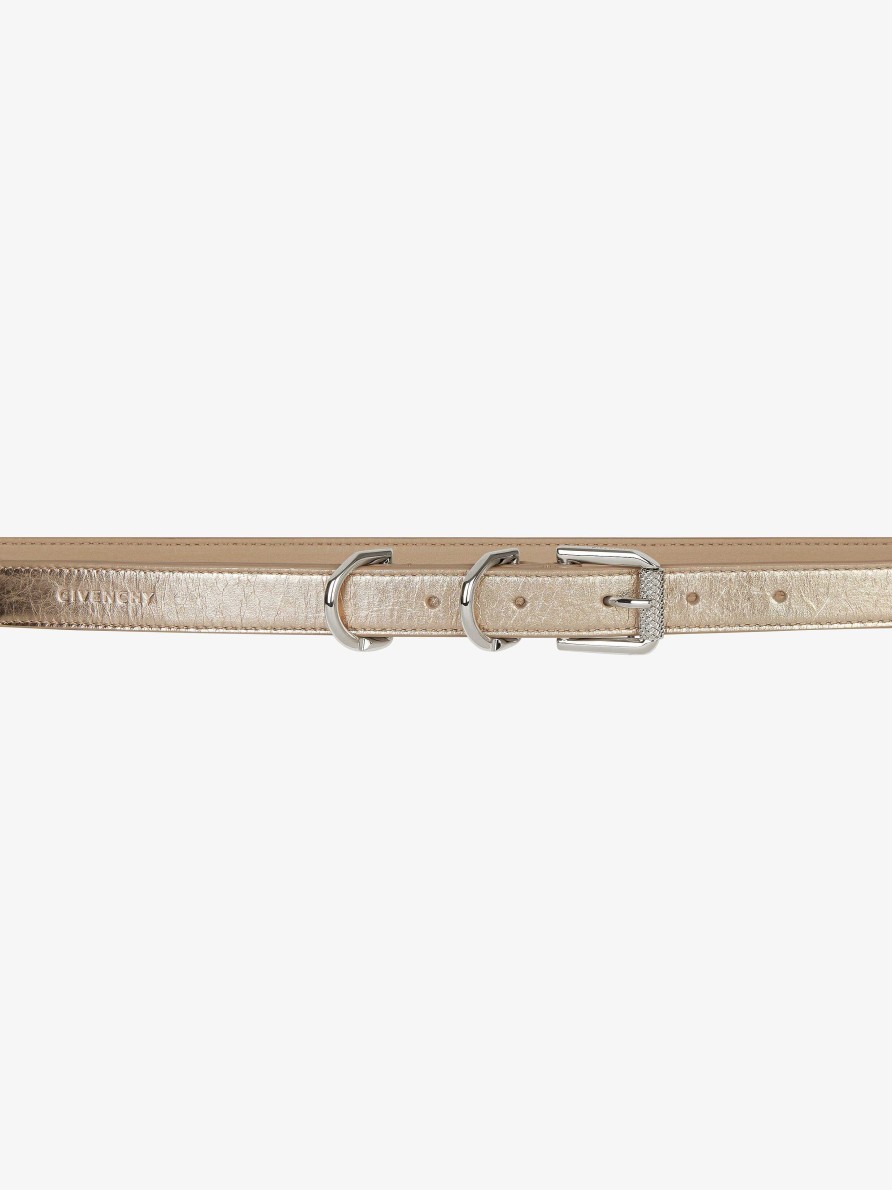 Women Givenchy Belts | Voyou Belt In Laminated Leather Dusty Gold