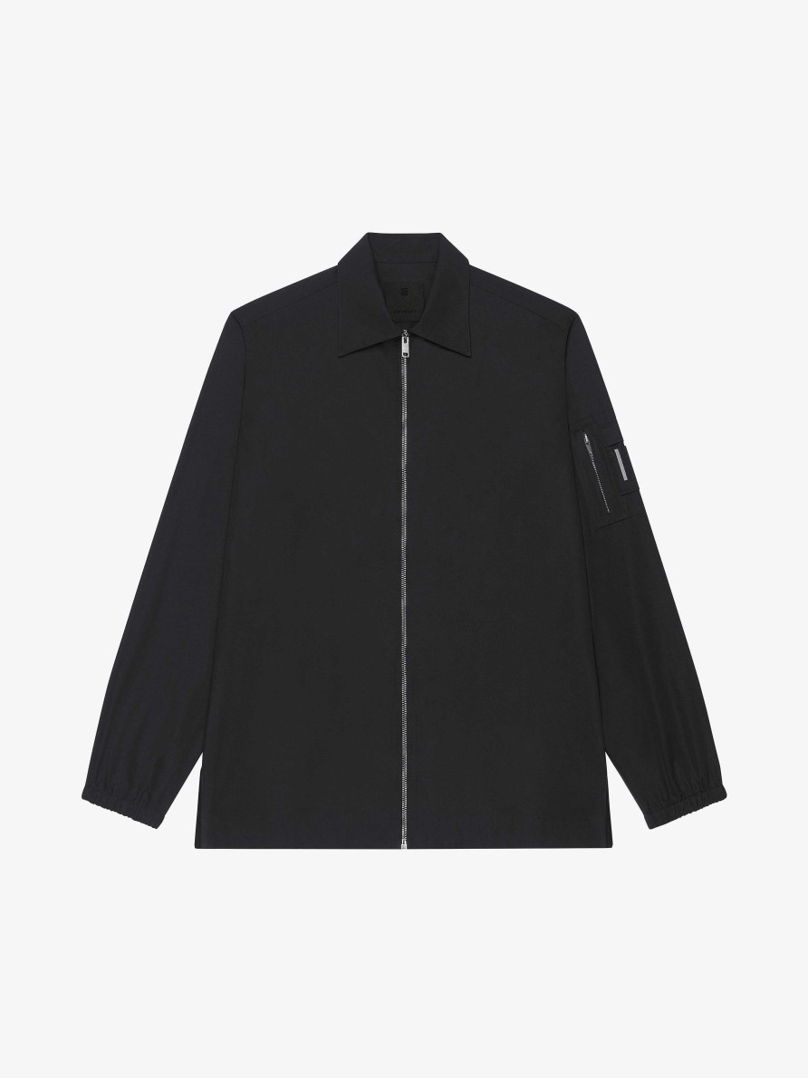 Men Givenchy Shirts | Boxy Fit Shirt In Poplin With Pocket Black