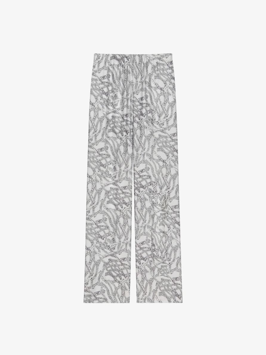 Women Givenchy Pants | Fluid Pants In Printed Silk Grey