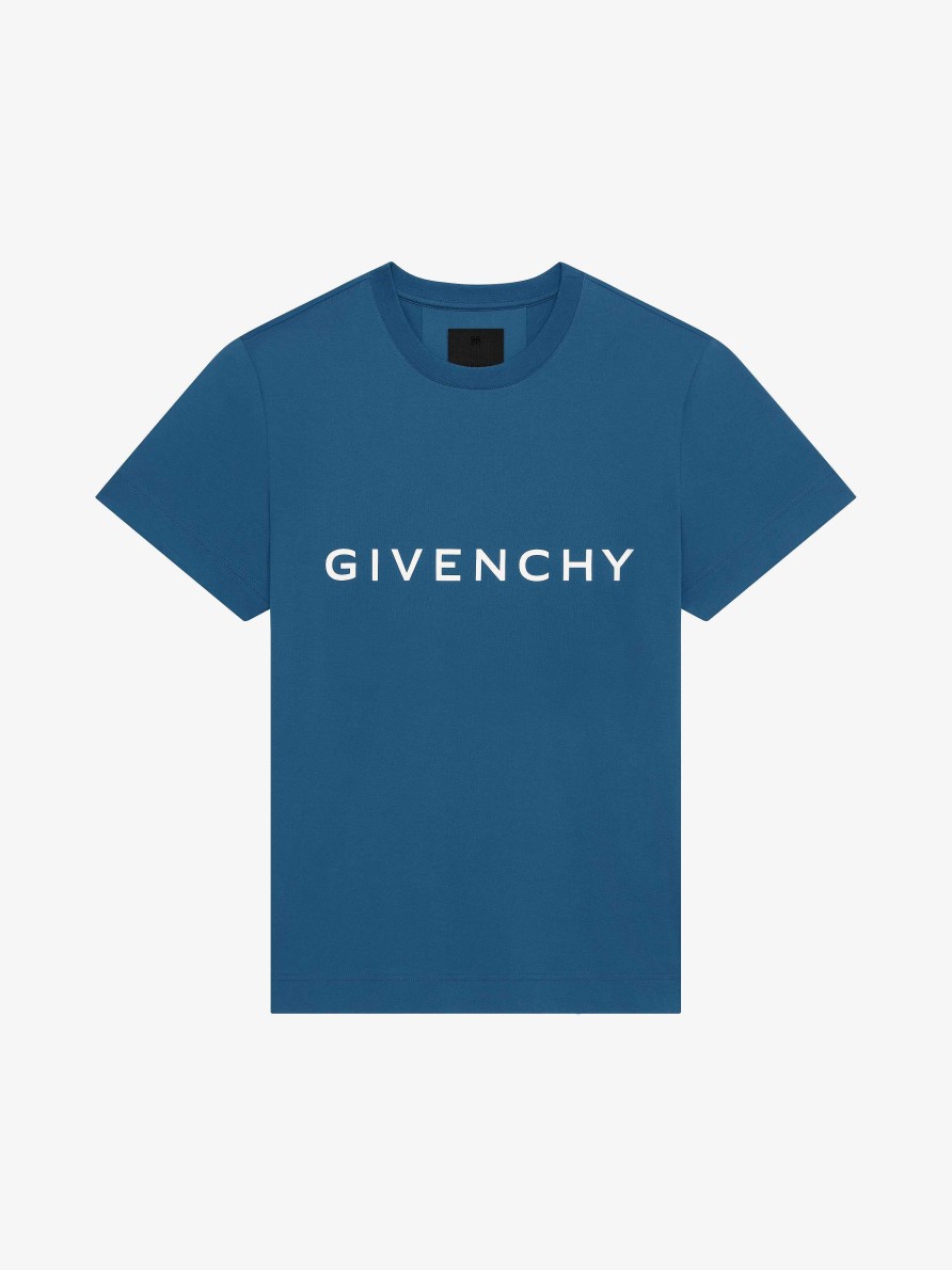 Men Givenchy T-Shirts | Givenchy Archetype Slim Fit T-Shirt In Cotton Petrol Blue