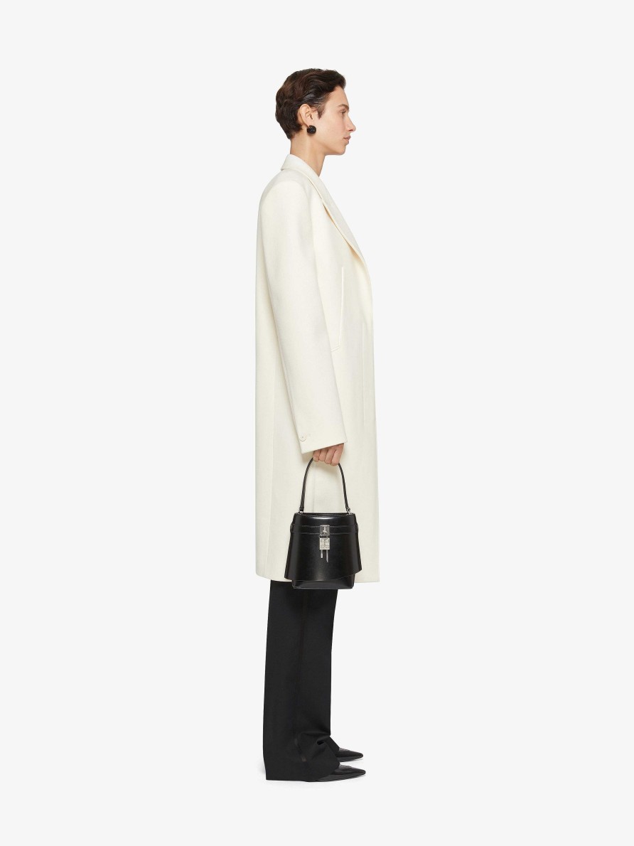 Women Givenchy Jackets & Coats | Coat In Wool With Satin Details Ivory