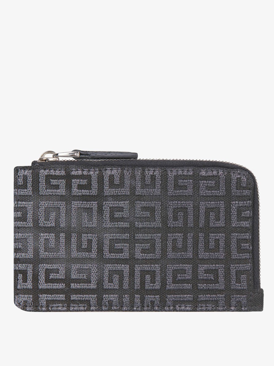 Women Givenchy Small Leather Goods | G-Cut Zipped Cardholder In 4G Lurex And Leather Dark Grey