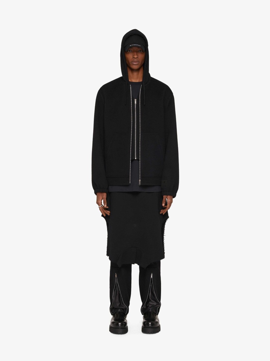 Men Givenchy Sweatshirts & Hoodies | Hoodie In Double Face Wool And Cashmere Black