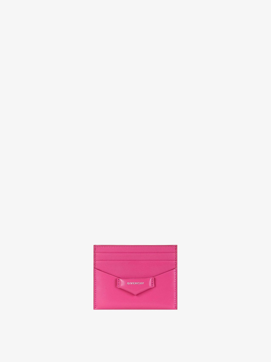 Women Givenchy Small Leather Goods | Antigona Card Holder In Box Leather Neon Pink