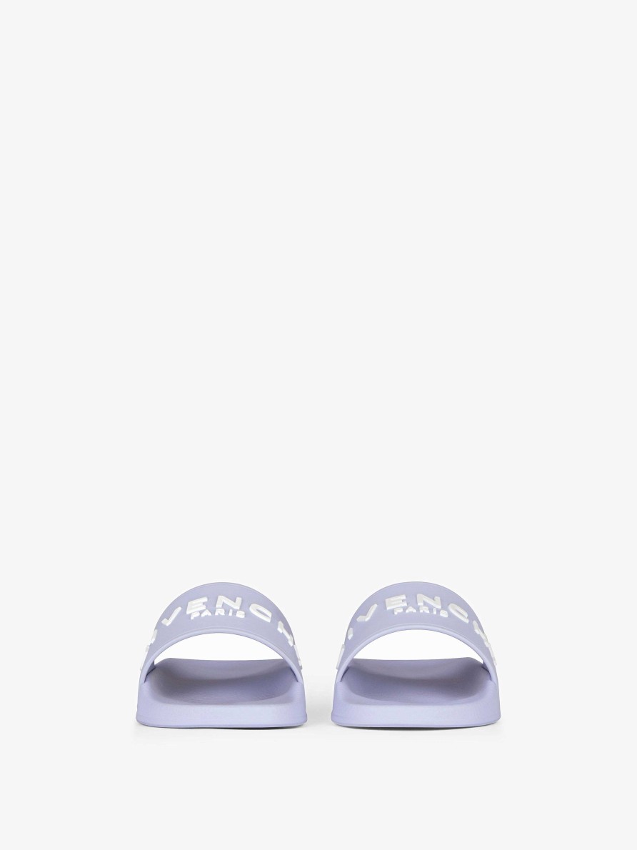 Women Givenchy Slides & Sandals | Slide Flat Sandals In Rubber Lavender