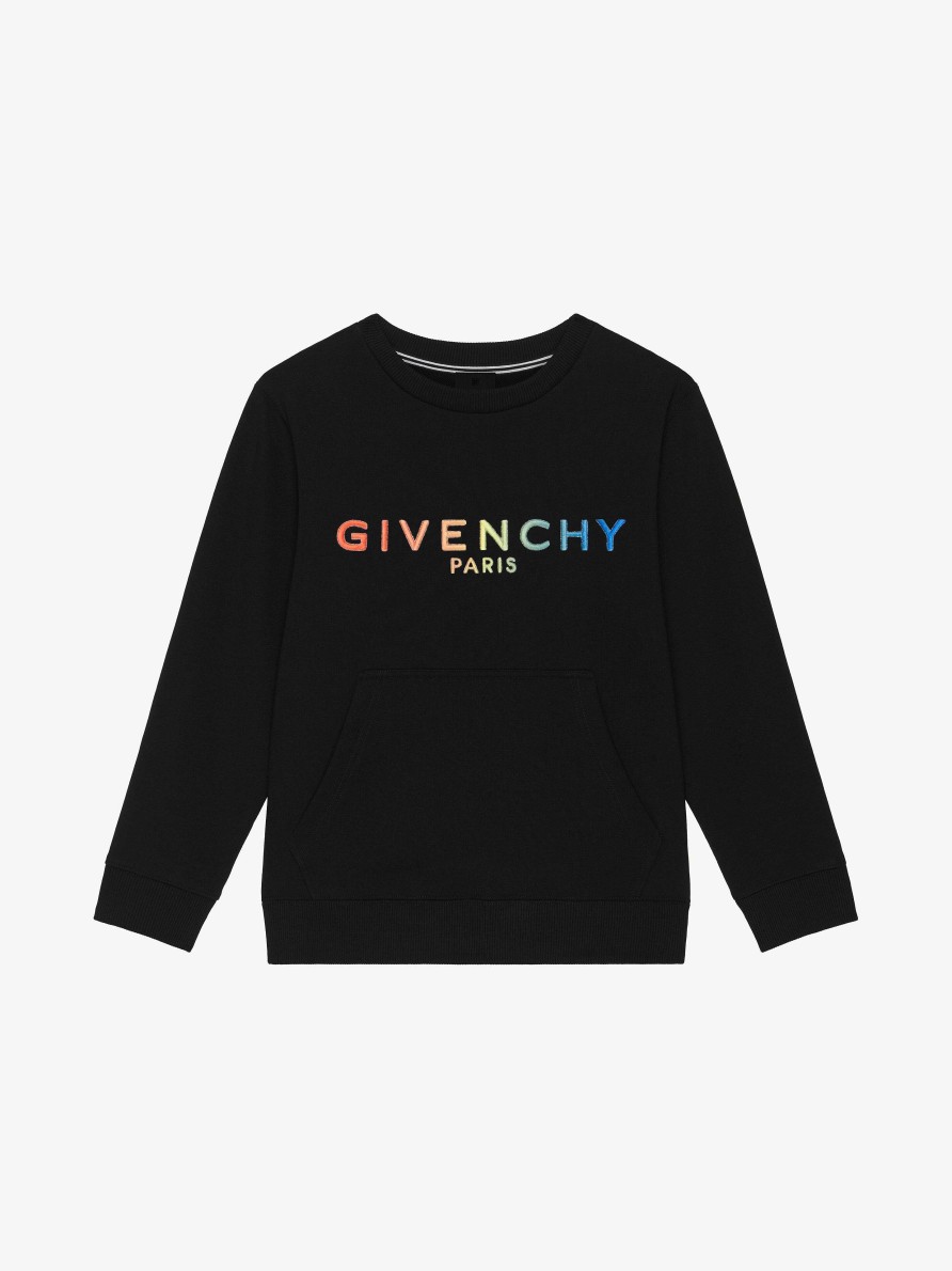 Men Givenchy Boy (4 To 12 Years) | Sweatshirt In Embroidered Fleece Black