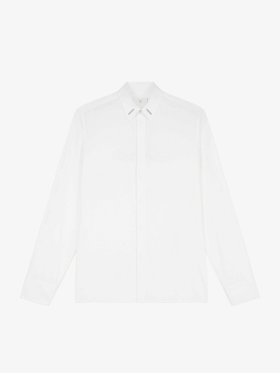 Men Givenchy Shirts | Shirt In Poplin With Collar Details White