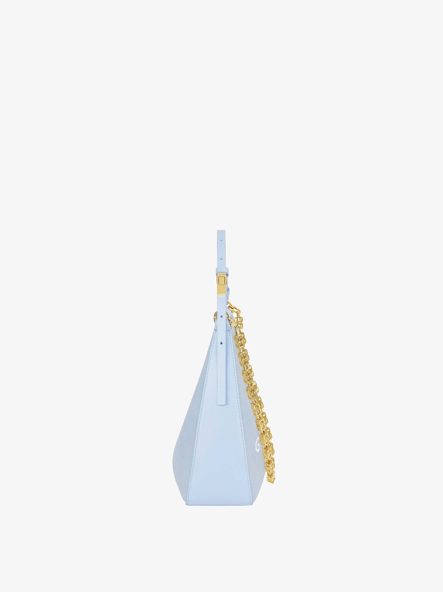 Women Givenchy Shoulder Bags | Small Moon Cut Out Bag In Canvas With Chain Cloud Blue