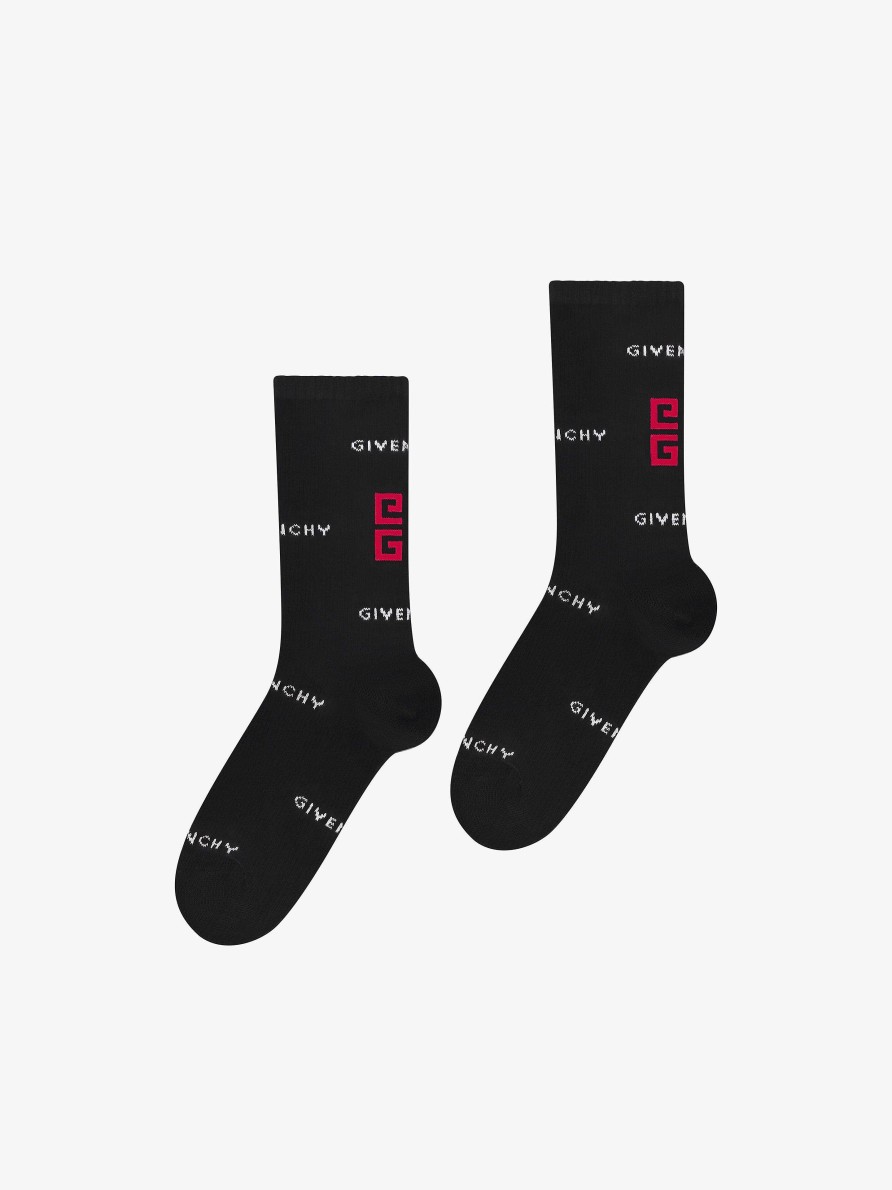 Men Givenchy Boy (4 To 12 Years) | Socks In Givenchy 4G Jacquard Black